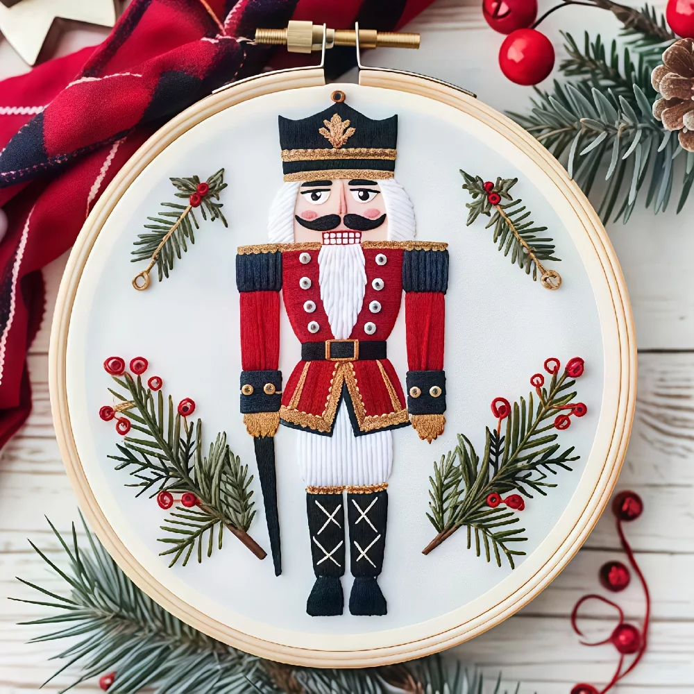 Weihnachts-Walnuss-Soldat, handgesticktes DIY-Material-Set, mit einem englischen Anleitungsanleitung, das einfach und leicht zu lernen ist.