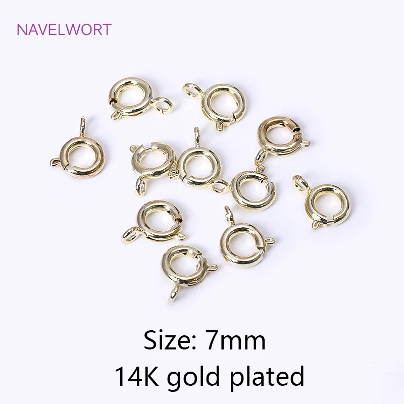 Großhandel 1/5/5/6/7mm 18 Karat vergoldet Messing runde Klaue Feder verschluss für Armband, Verschluss für die Schmuck herstellung, DIY Schmuck material – Detail 20