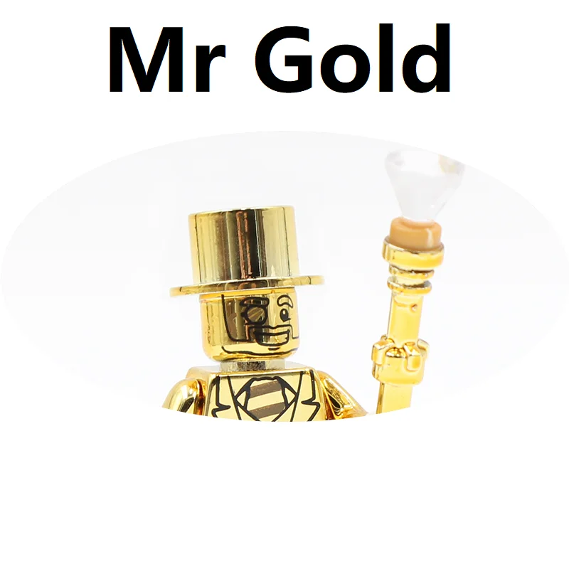 Compatibile 71001 Placcatura Elettrolitica Oro Cromo Mr Gold Building Blocks Mini Action Figure Toys