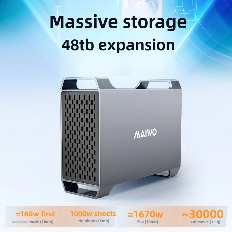 MAIWO 3.5인치 HDD 케이스 SATA to USB3.0 Type-C Gen2 어댑터 듀얼 베이 도킹 스테이션 하드 드라이브 인클로저 48TB 용량 지원