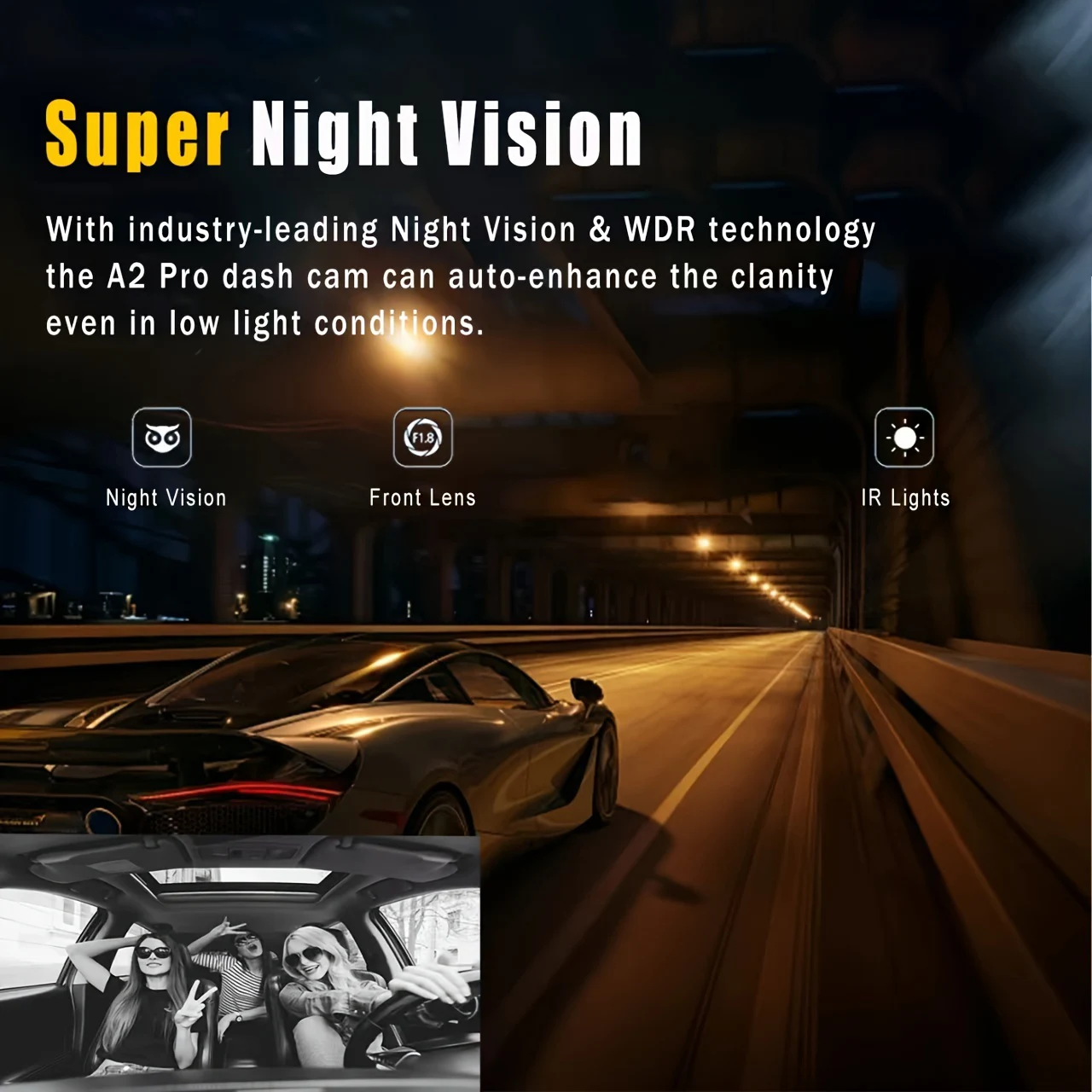 1080P 4CH Three Way Car DVR With Rotating Len Front Rear Interior Dash Cam Video Recorder Night Vision