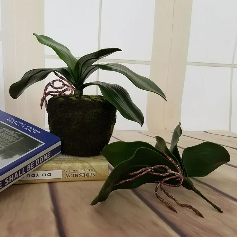 Artificial Plant Leaf Phalaenopsis Orchid Plastic Leaves Fake Plant Green Leaf Decorative Green Simulation