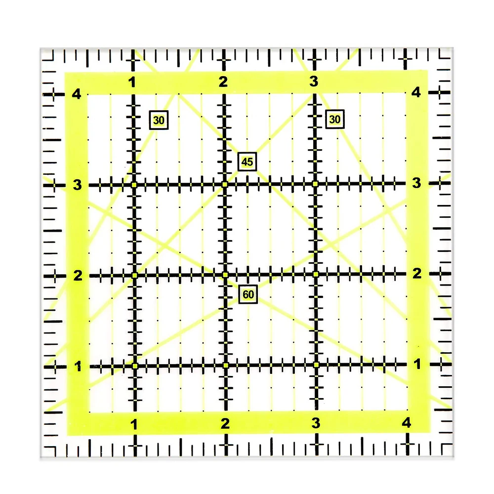 

4.5x4.5 Inch Square Quilting Ruler Acrylic Fabric Cutting Ruler Clear Mark Sewing Ruler for Easy Precision Quilting Patchwork