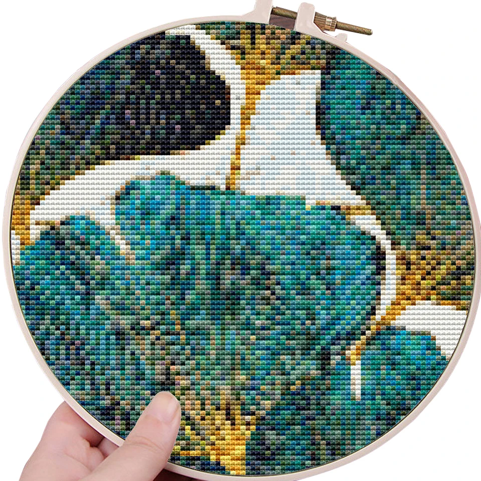AZQSD Leaves Embroidery Kits Ginkgo Tree Cross Stitch Flower Art And Crafts Needles 11CT Picture Canvas DMC Set Counted Printed