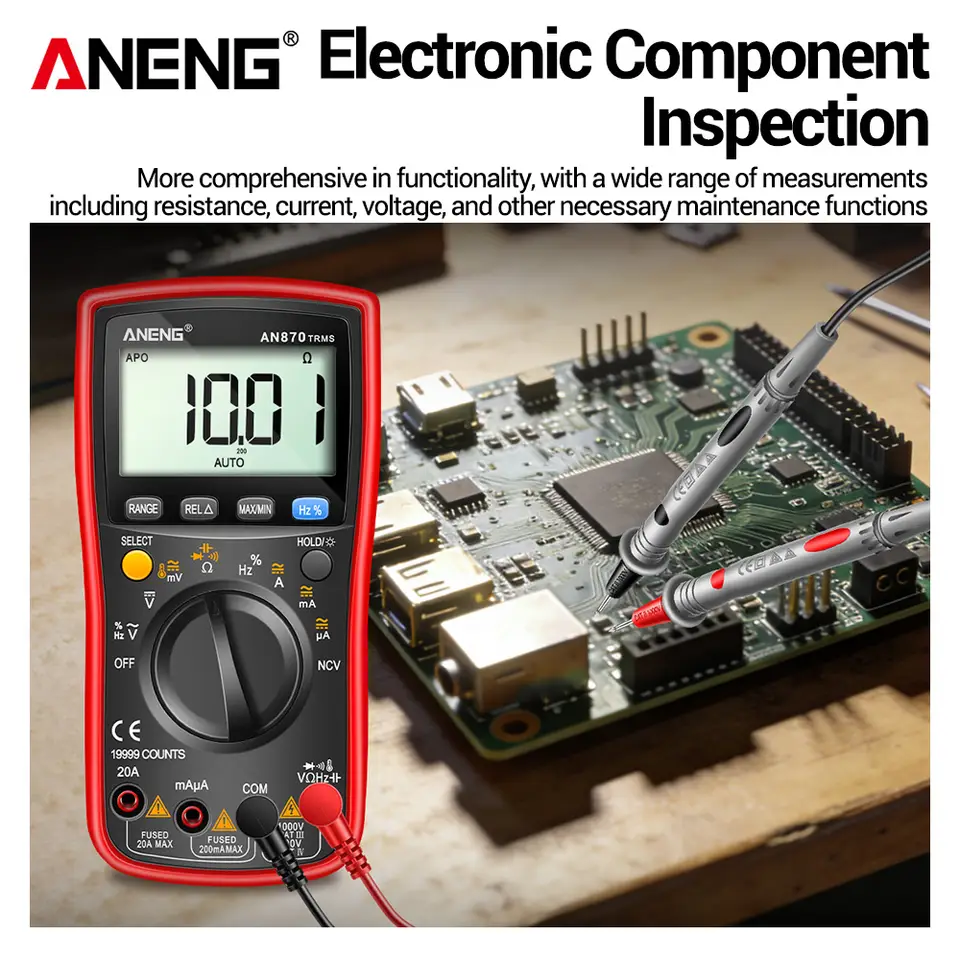 Digital Multimeter ANENG AN870 Profesional 19999 Counts True Rms AC/DC Voltage Current NCV Transistor Accurate Auto Range Tester image 4
