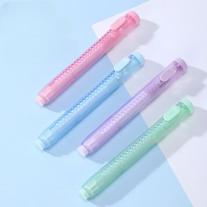 4pcs/set Push-pull Lipsticker Eraser with 3pcs Replace Core Rubber Eraser Pencil Stationery