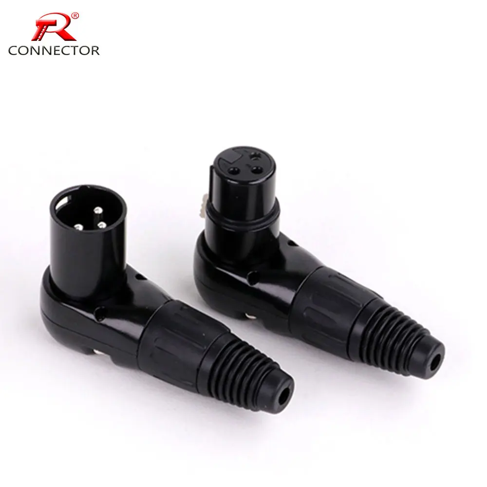 Pólo Ângulo Direito Xlr Conector Macho Pinos Micphone Alto-falante Sistemas Estação de Rádio Plugue Fêmea Jack Cabo de Áudio Conector Peças
