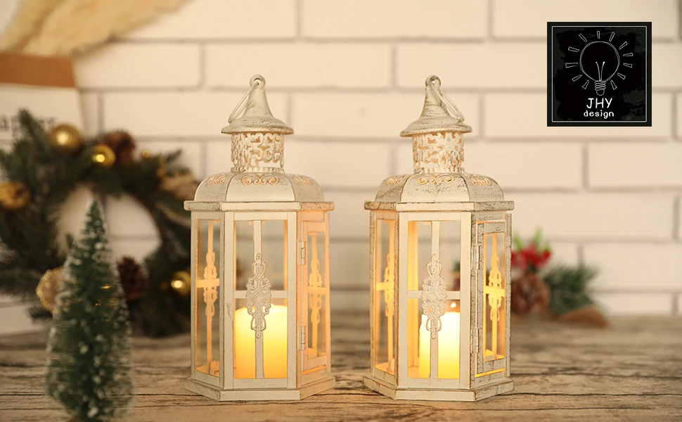 Lanterne Decorative 2 Pezzi Con Candele - Portacandele Da Tè Sospesi Per Interni Ed Esterni - Foto 4