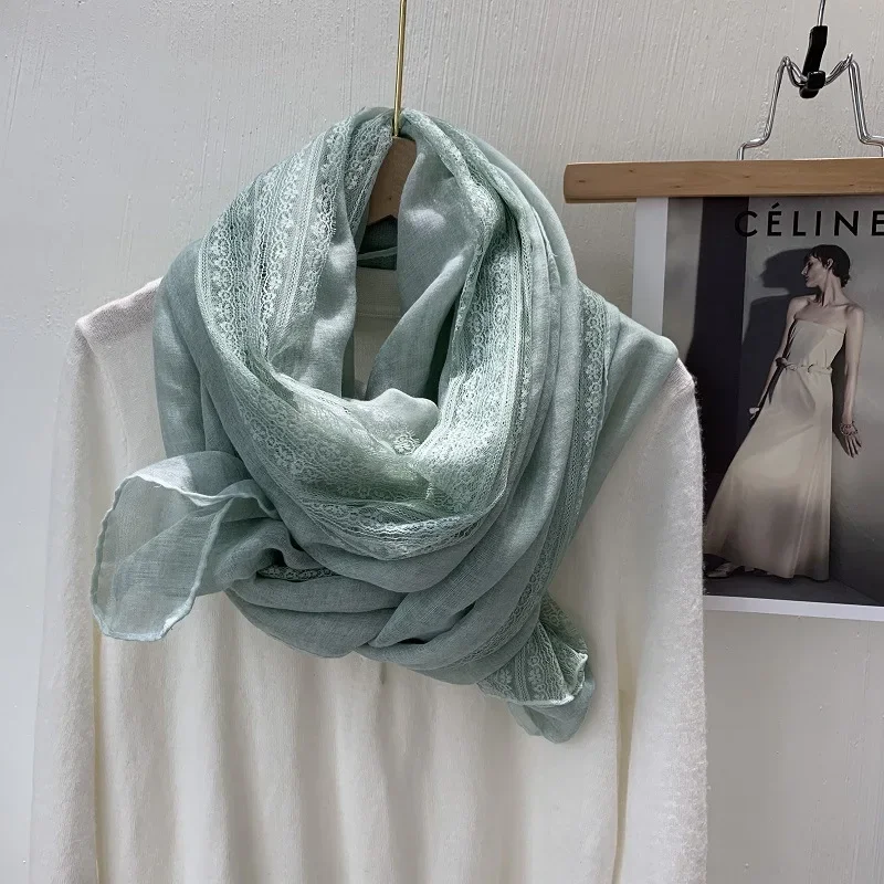 VREOVOR Sanfter Spitzen-Leinen-dünner Schal, modischer Damen-Außenschal, frühes Frühlings- und Sommer-Geschenk im ausländischen Stil – Detail 22