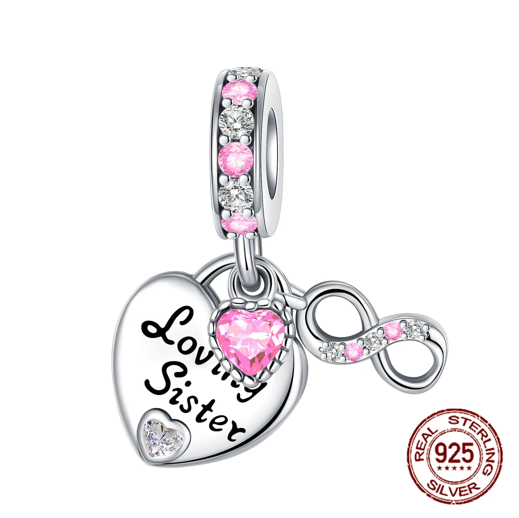 925 Sterling Silver Heart Shaped Warm Family MOM Charm Beads Fit  Original Bracelets Fine DIY Mother's Day Jewelry Gifts 2