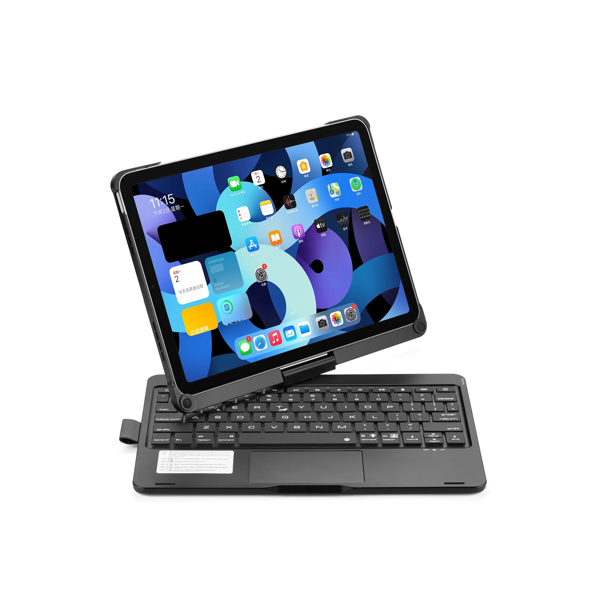 Capa de Teclado Bluetooth sem Fios para Ipad Rotação 360 ° Teclado Ultra Emissor de Luz com Mouse Tátil 11 109 2023