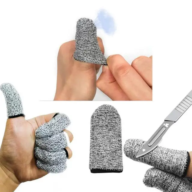 Cut Resistant Finger Cots Breathable Fingertip Protector 5-Grade Cut Protection 2X Fingertip Guards for Work Kitchen Garden 4