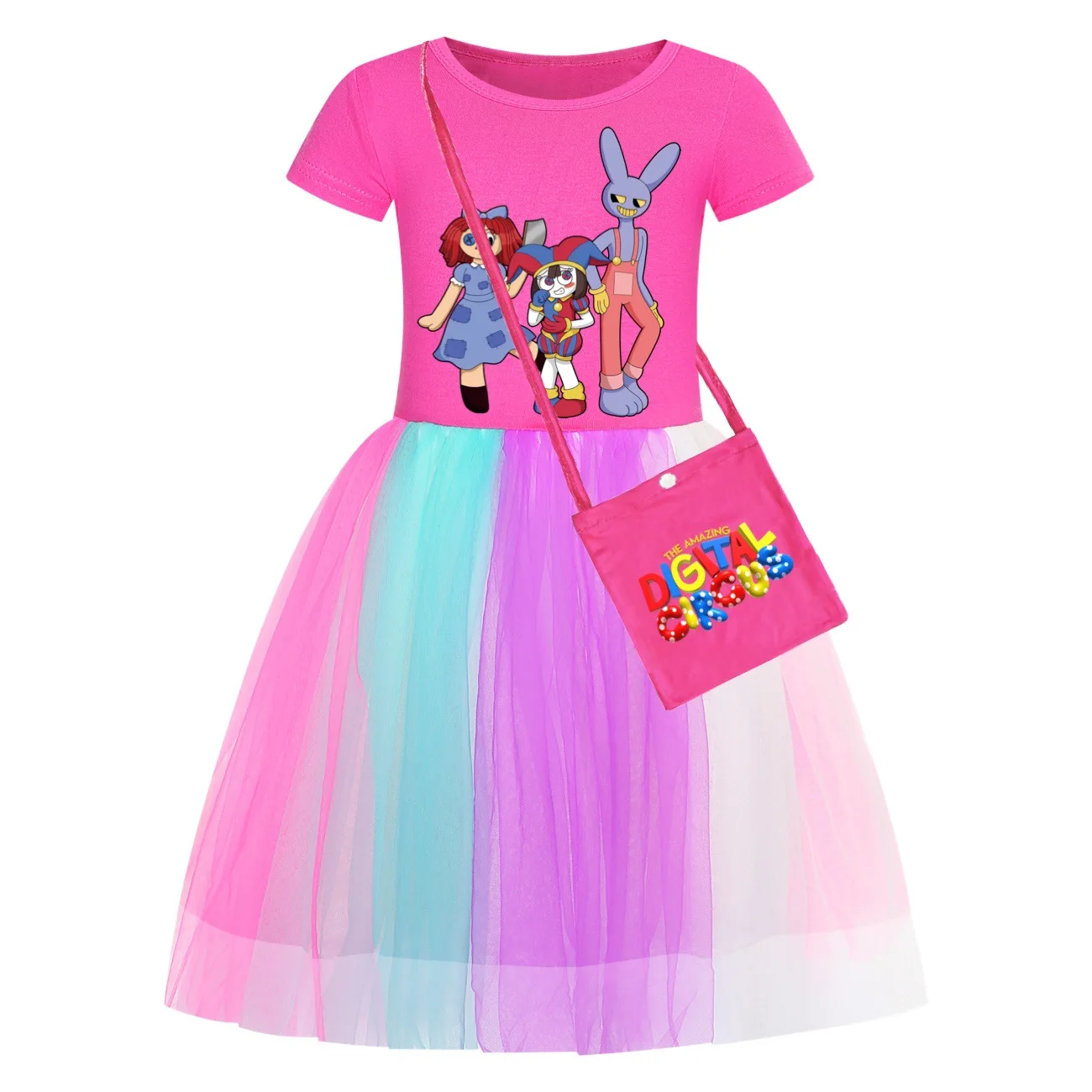 Girls Dress The Amazing Digital Circus Casual Children Skirt Fashion Printed Pomni Cartoon With Bag Spring Summer