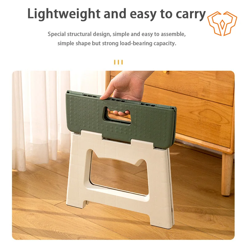 Folding Stools Thickened Plastic Portable Handheld Adult Low Stool Kitchen Bathroom Camping Travel Small Stool