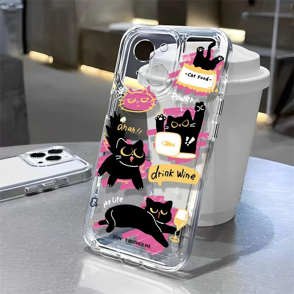 Transparent Soft Cover with Cute Cat Design - Fun Phone Case