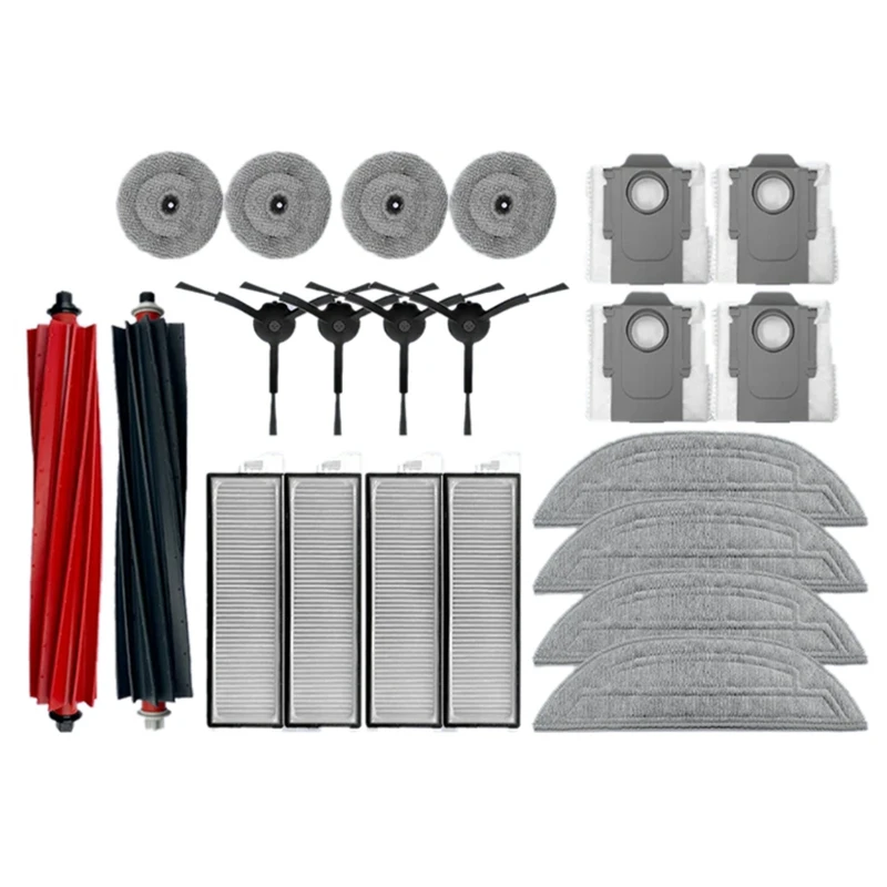 

Запчасти для робота-пылесоса Roborock S8 Maxv, основная и боковая щетки, тряпочка, фильтры НЕРА, мешки для пыли, аксессуары