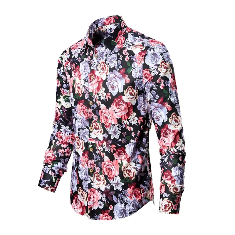 2022 Men Rose Shirts Spring Summer Vintage Printed Long-sleeved Thin Button  Shirt For Men Large Size Casual Clothes - Shirts - AliExpress