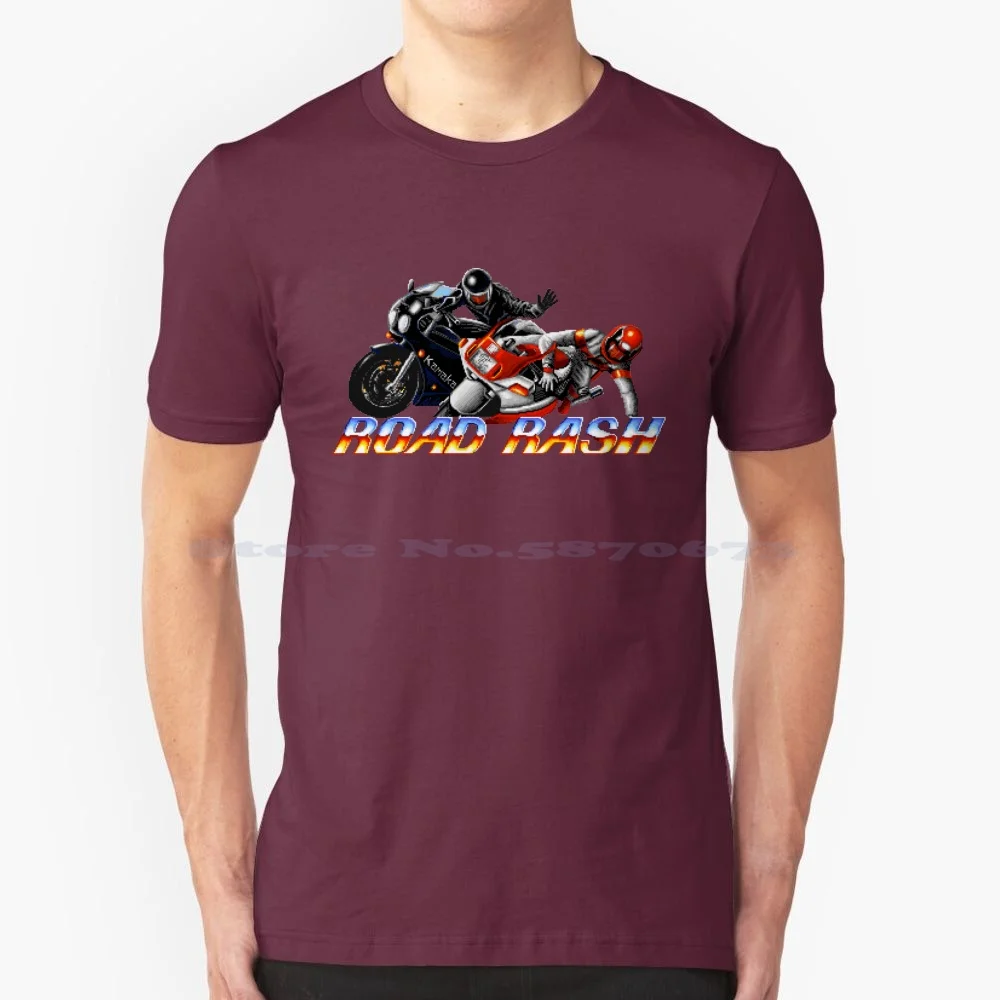 Road Rash T Shirt 100% Cotone Tee Commodore Amiga Screen Computer Retro Classic Pixel Geek Videogioco Sprite Road Rash Motobike