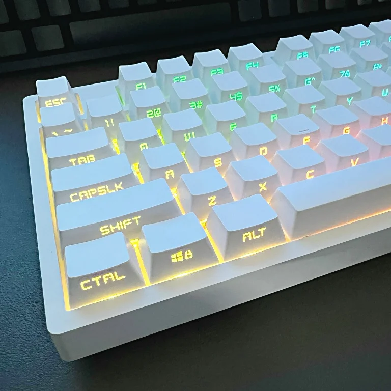 Lado Gravado Luz Transmitindo Keycap 61 Teclas Branco Preto Rosa Pbt Infecção por Gradiente Teclado Mecânico Oem - Imagem 6