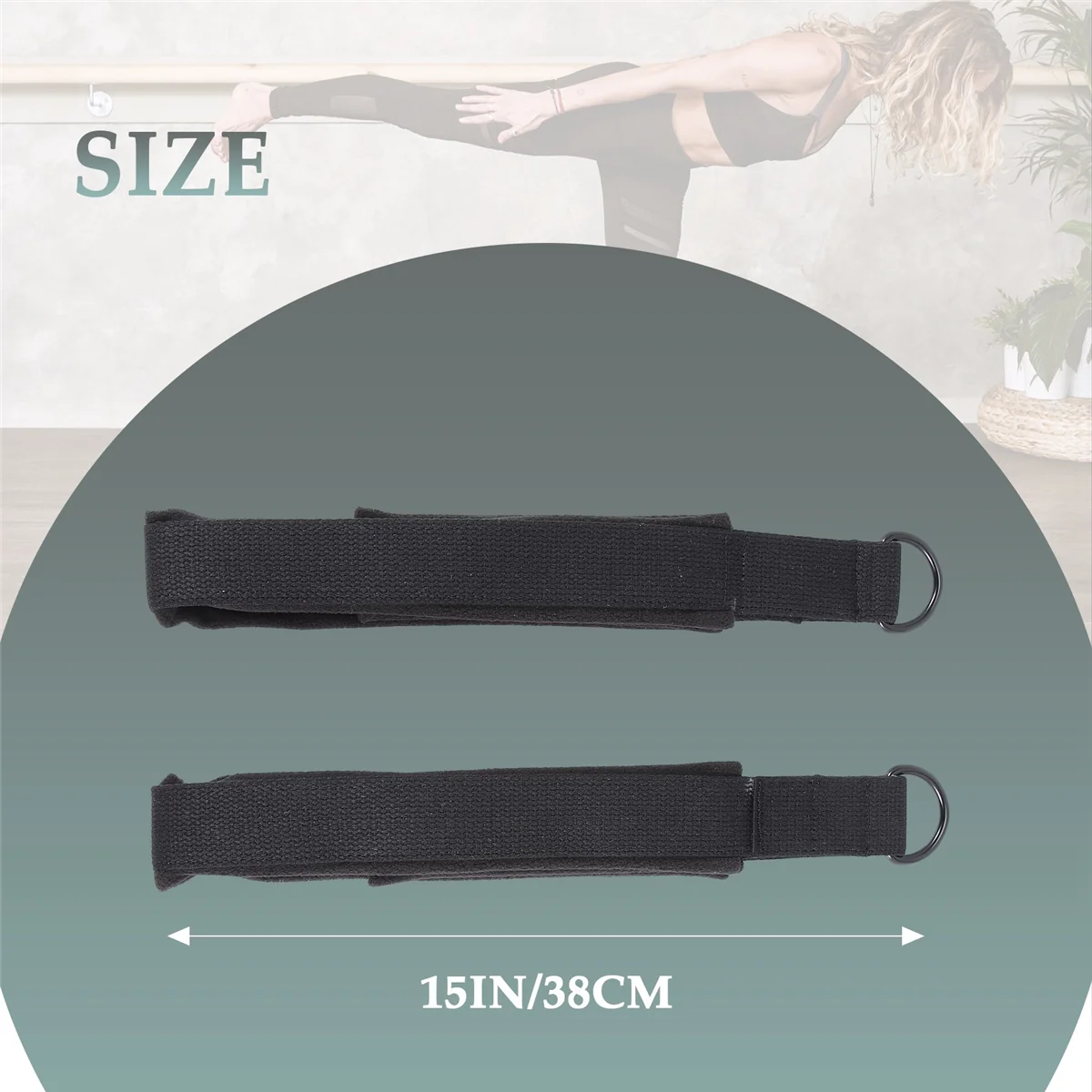 2PCS Pilates Double Loop Straps,Feet Fitness Equipment Straps, Yoga Pilates Double Loop Straps Padded D-Ring Ankle Strap
