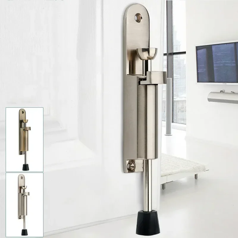 Heavy Duty Door Stopper Zinc Alloy Soft Rubber Foot Spring Loaded Easily Step-On Stoppers Holder