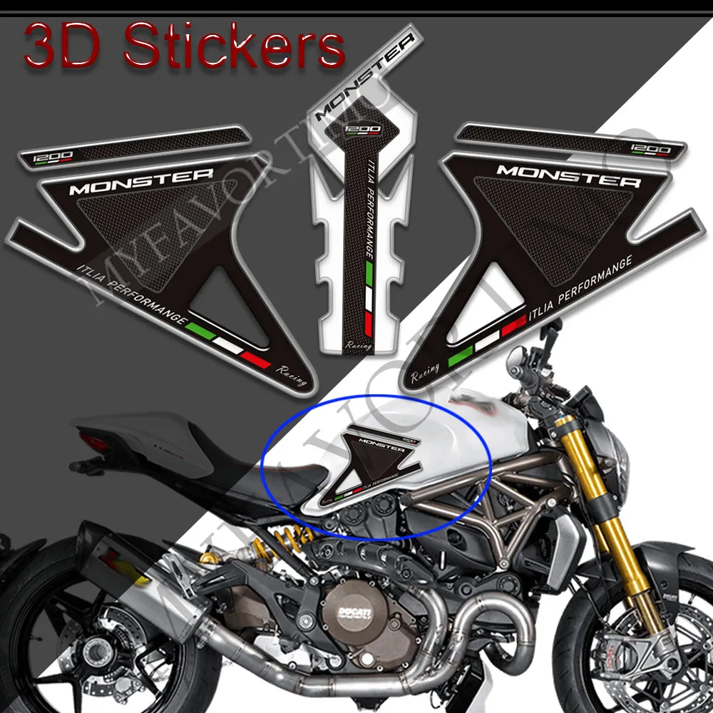 

Decals For Ducati Monster 1200 S R 1200S Motorcycle Tank Pad 3D Stickers Gas Fuel Oil Kit Knee Protection Grips