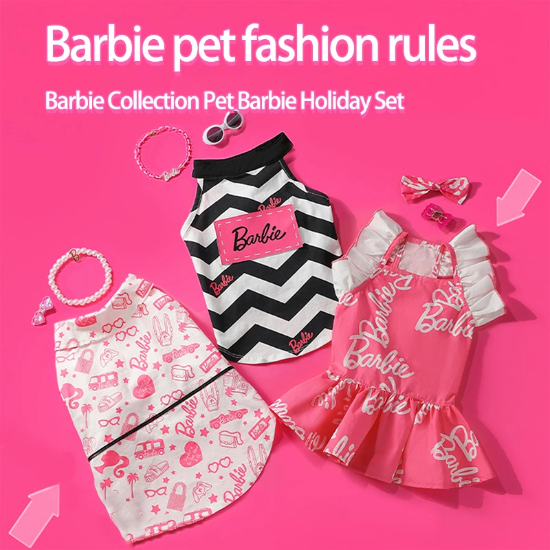 

MINISO Barbie Series Pet Holiday Suit Vest Shirt Skirt Kawaii Co-branded Sweet and Cool Style Animation Peripheral Birthday Gift