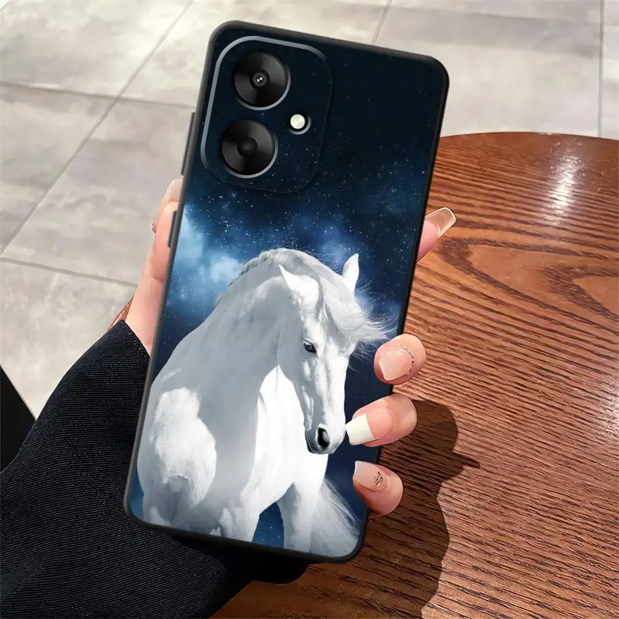 Black Soft Phone Cover with Horse Animal Design