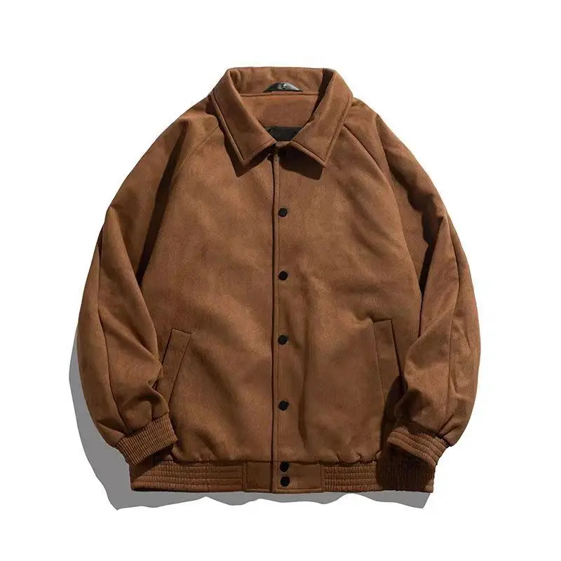 

VIntage Autumn Jackets Men Soft Suede Jacket Casual Women Solid Color Coat Minimalist Unisex Clothing Fashion man winter