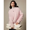 Women's Alpaca Wool thick Sweater winter Round Neck Loose Solid Color Knit Pullovers Top 3