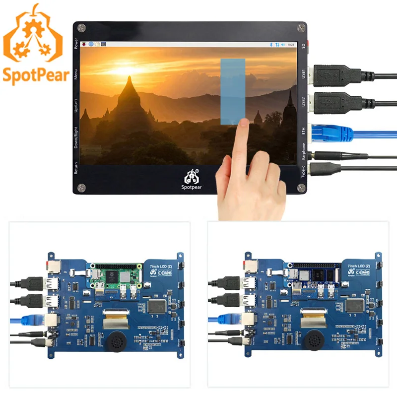 Personalizado Lcd Touch Screen Display Raspberry pi Zero Faça Você Mesmo Tablet Computador Rj45 Hub 2w 7