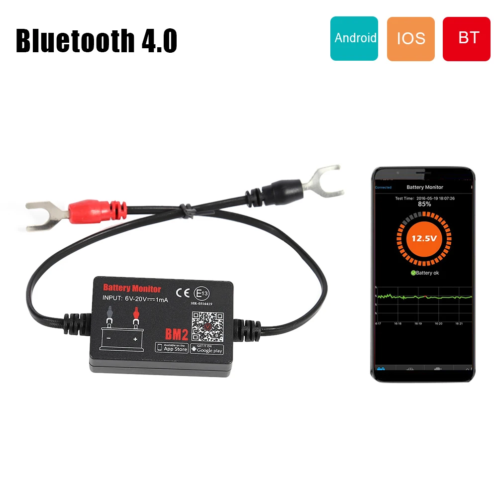 12V 자동차 BM2 배터리 테스터 모니터 블루투스 4.0 자동차 차량 납 산성 리튬 배터리 분석기 수리 진단 도구