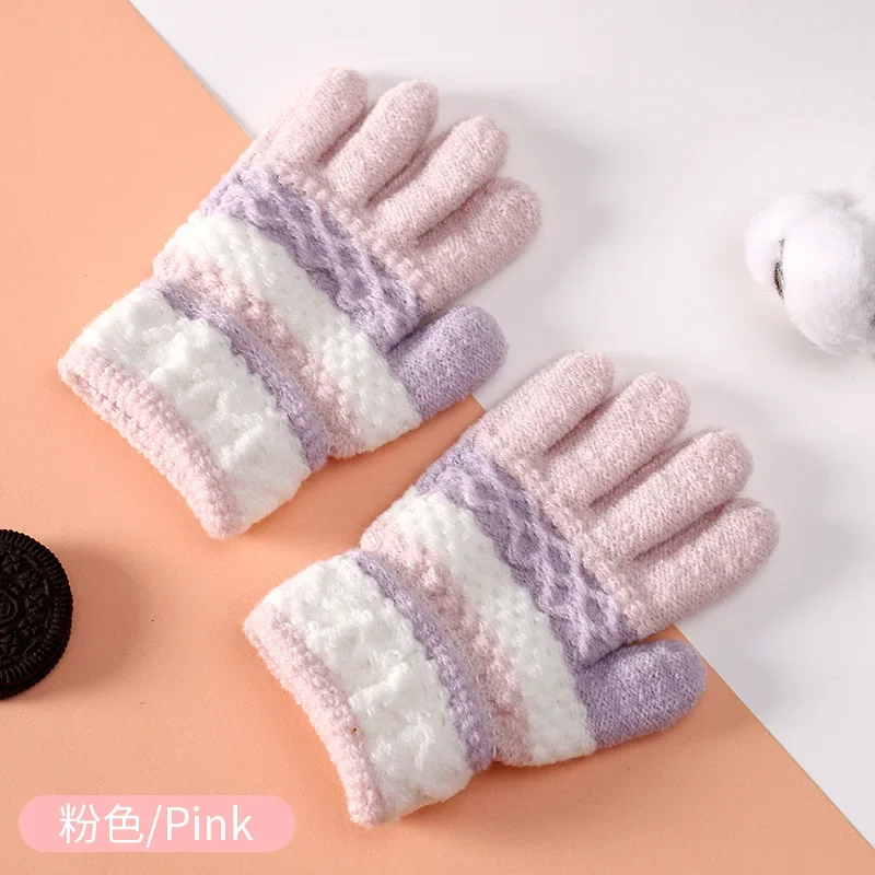 Winter Gloves Baby Mittens Winter Autumn Soft Knitted Baby Gloves Full Finger Gloves Kids Girls Boys Mittens Outdoor Children 3-8 Years