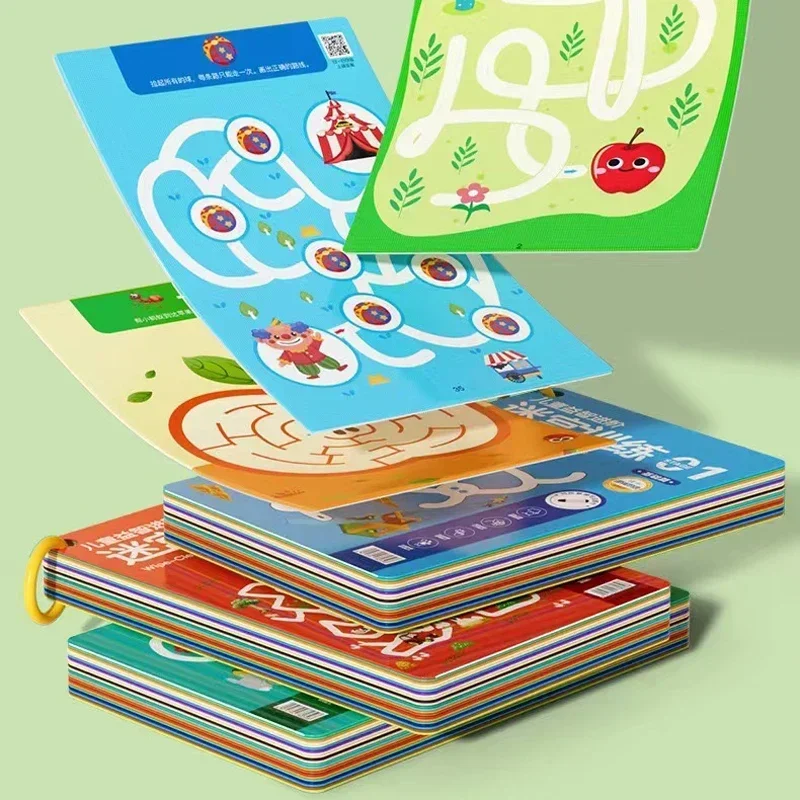 64 Pages Educational Games Kids Concentration Maze Training Book Reusable Practice Copybook 3
