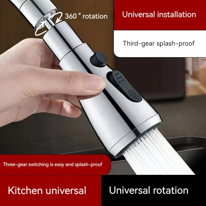 Faucet Extender Metal Alloy Three Modes Head Water Saver 1pc