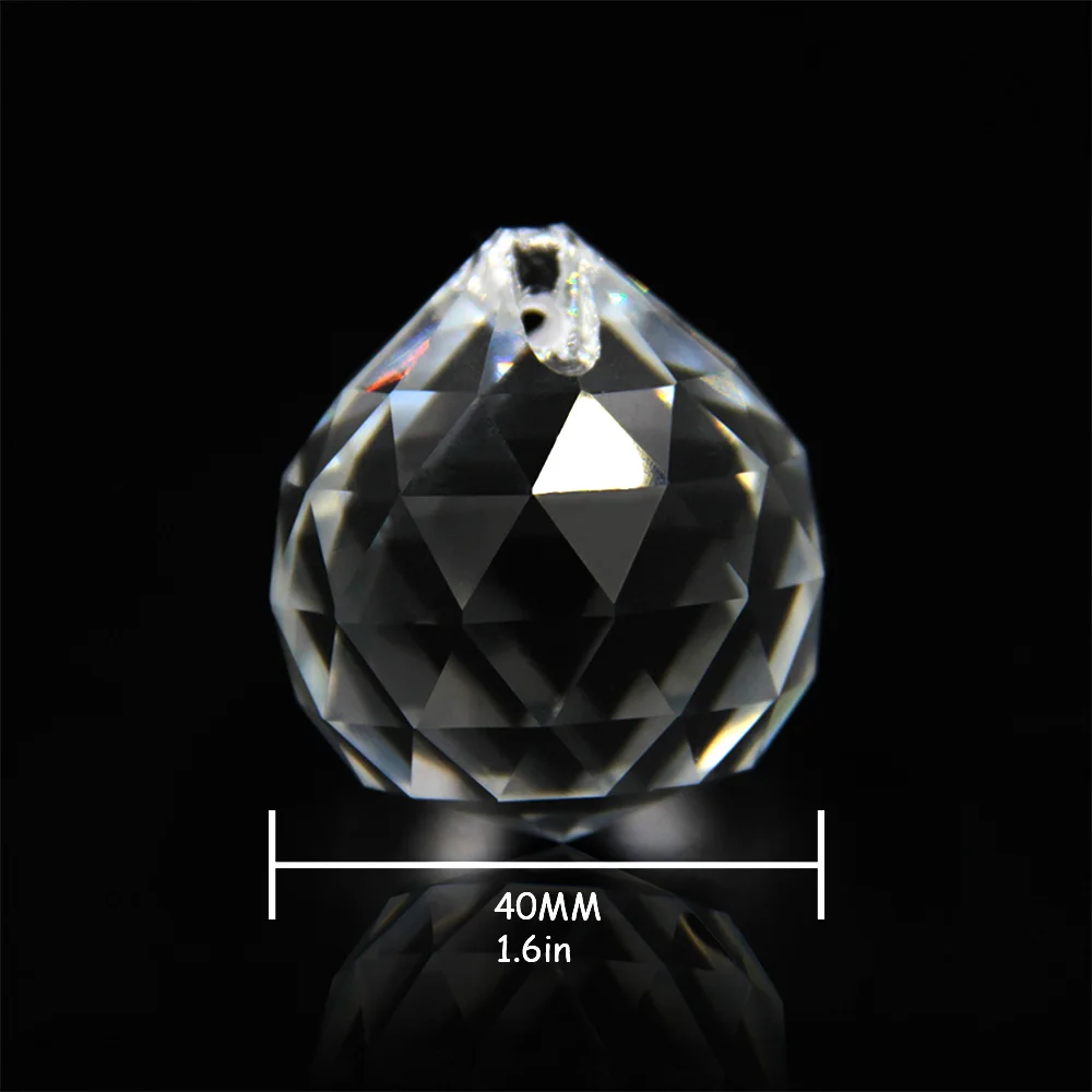 40mm Crystal Glass Faceted Ball Clear Prism Glass Lamp Hanging Ball For Chandeliers Lighting Parts Home Wedding Decoration 20mm 30mm 40mm clear crystal faceted balls feng shui prism hanging pendant sun catcher for chandelier parts home wedding decor