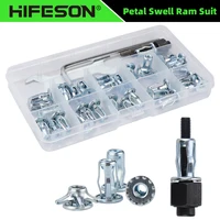HIFESON M4 M5 M6 Petal Rivets Lock Nut Rivet Set Black Steel Riveter Hollow Iron Clip Fixed Plate Nuts Riveter Metal Clamp Kits 1