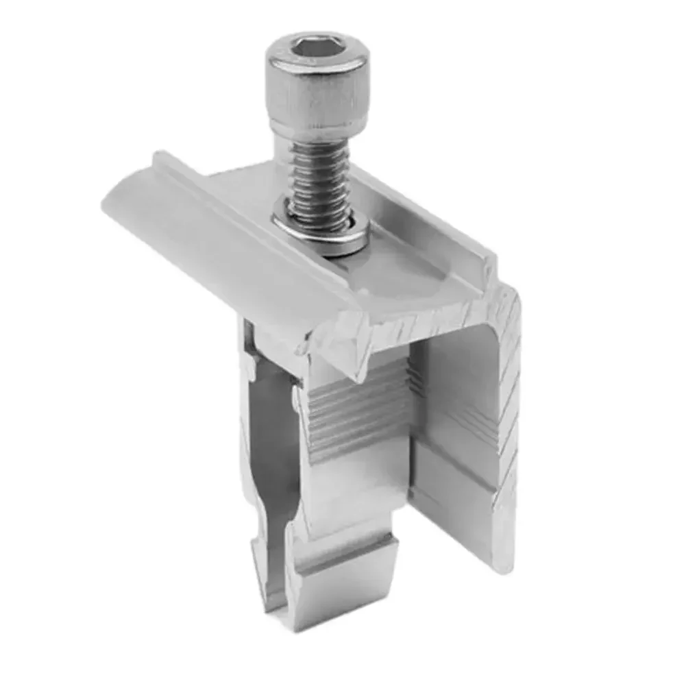 Lot De 6 Supports Pour Panneaux Solaires - 2 Pinces Centrales + 4 Pinces D'extrémité - Alliage Aluminium Anodisé - Pour Toit, Balcon