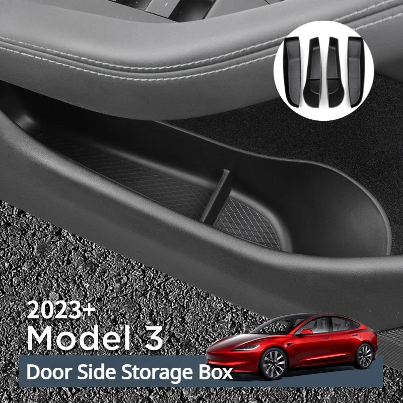 

Door Side Storage Box for Tesla New Model 3+ 4PCS Waterproof TPE Car Front Back Door Slot Storage Box Organize for Model3 2024