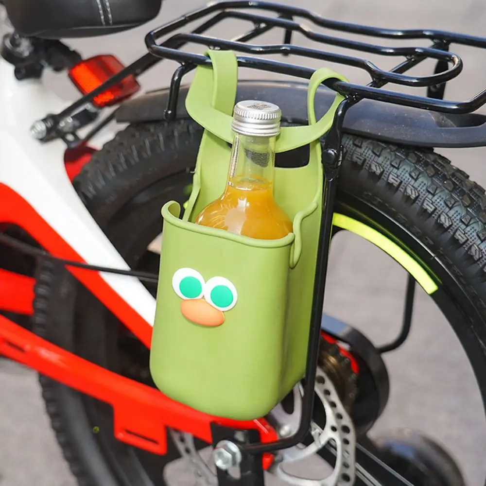 Cute Silicone Cup Holders Cartoon Face Large Capacity Water Bottle Storage Bag with Drainage Hole for Bike Stroller Wheelchairs