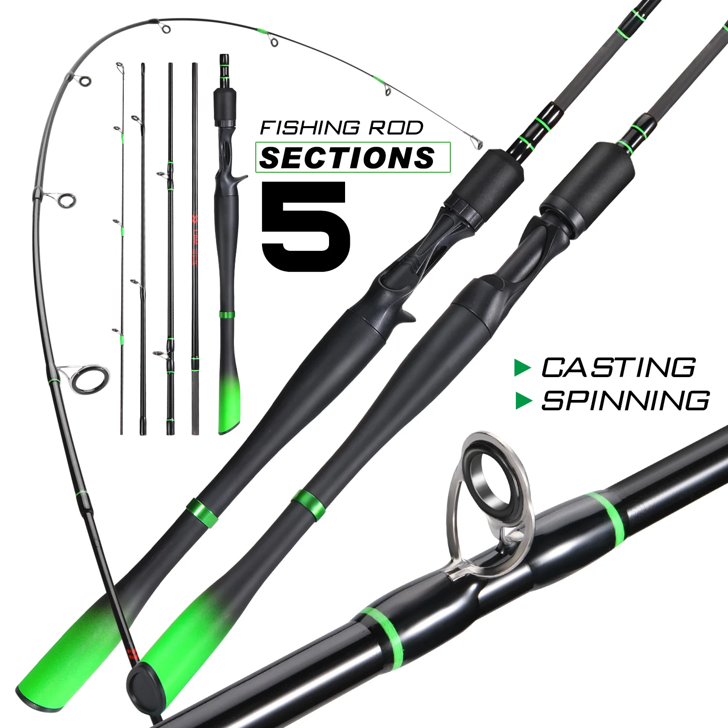 ポータブル釣り竿 釣り竿リールコンボ 1.8-2.1M ルアー釣り竿と7.2:1