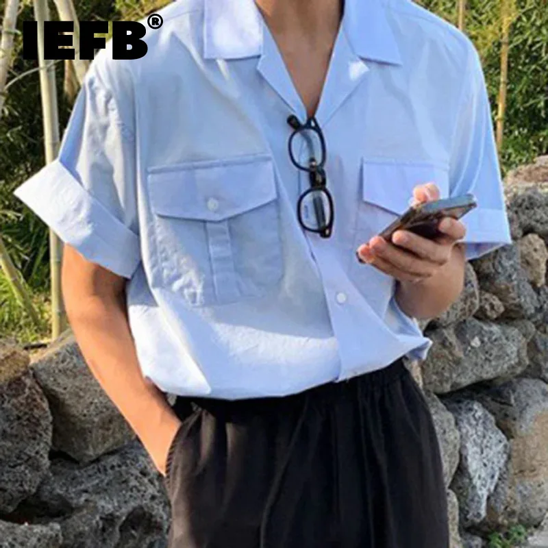 

IEFB Men's Shirt 2024 New Korean Style Short Sleeve Design Summer Thin Ice Silk Costume Loose Casual Male Top Temperament 5935