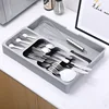 Cutlery Storage Box Kitchen Drawer Retractable Plastic Tray Utensils Organizer Knife Fork Spoon Divider Container Storage Boxs 1
