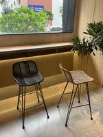 MOMO Scandinavian Rattan High Chair Outdoor Rattan Bar Stool Front Desk Chair Rattan High Chair Leisure Balcony Chair Bar Stools 3
