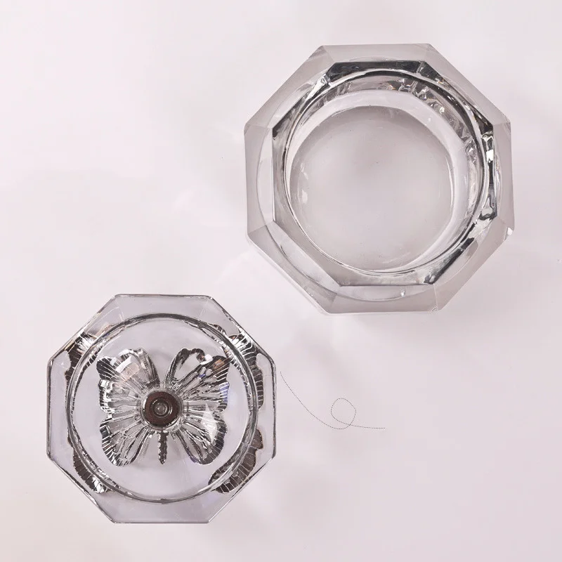 Acrylic Powder Liquid Cup Crystal Glass  Nail Lid Dappen Dish Pen Clean Bowel Butterfly Cover Rhinestone Power Storage Container 4