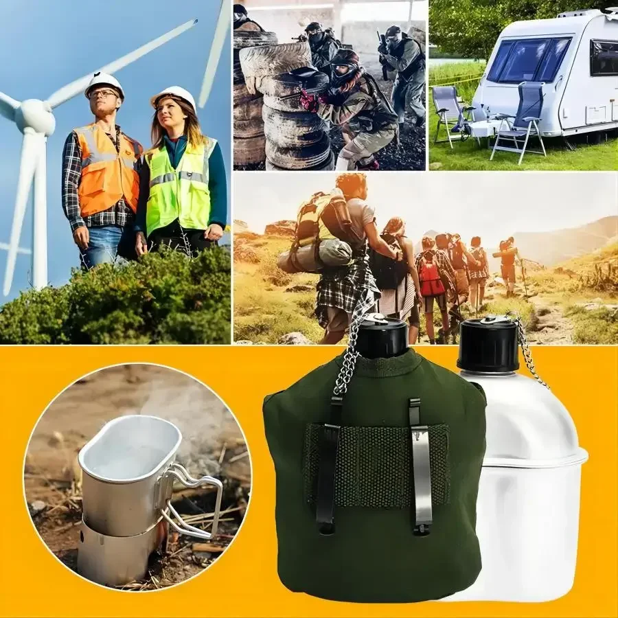 Cantil Militar Portátil com Copo, Fogareiro e Bolsa – Kit Completo para Sobrevivência e Aventuras Outdoor - Imagem 6