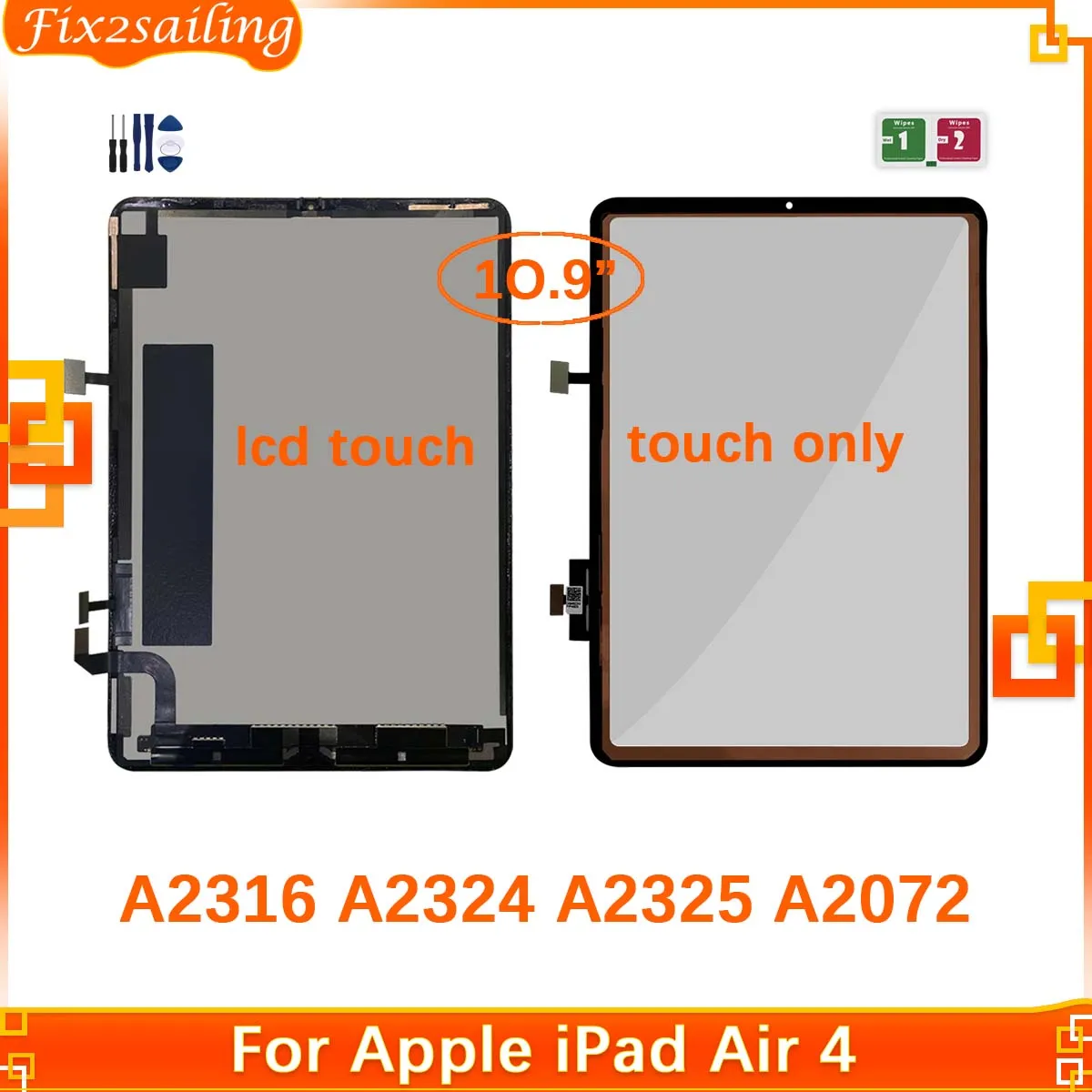 Apple iPad Air 4,第4世代,air4,2020,a2324,a2316,a2325,a2072用の交換