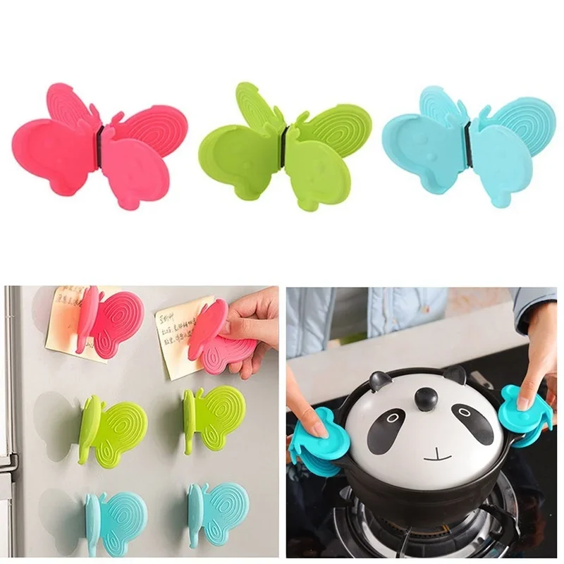 1pc Butterfly Shaped Silicone Anti-scald Devices Fridge Magnet Kitchen Tool Insulation Plate Clamp для кухни Kichen Decoracion kitchen tools