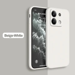 Luxury Liquid Silicone Shockproof Soft Back Cover for Redmi Note13 Pro 4G (Beige - White)