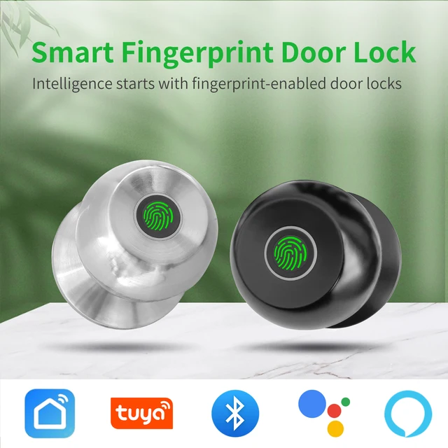 Aluminium Door Lock Smart Fingerprint Key Unlock Bluetooth Digital Electronic Door Locks Tuya APP Remote Control USB Charge